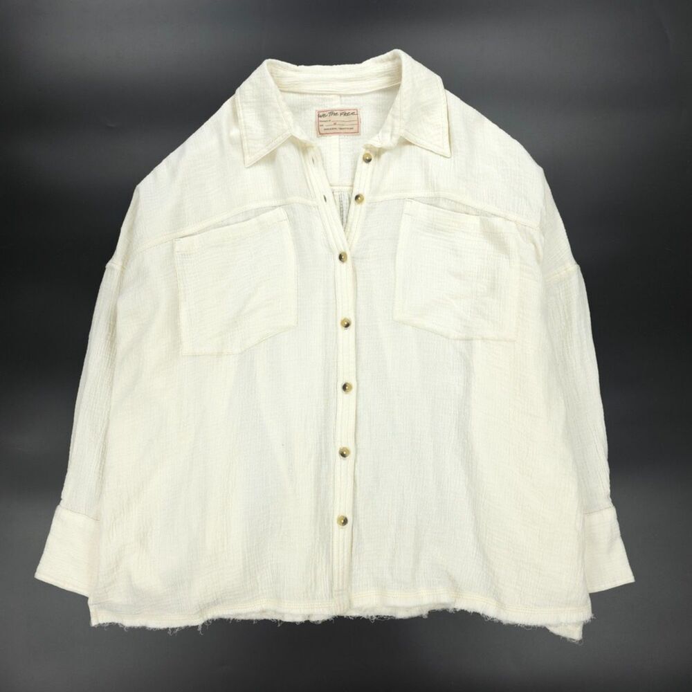 NEW Free People Cardiff Top Gauze Button Down Beachy Boho Lagenlook VSCO Minimal - Picture 14 of 14